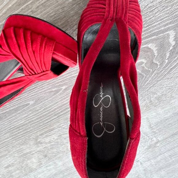 Jessica Simpson Red suede heels - Picture 3 of 10